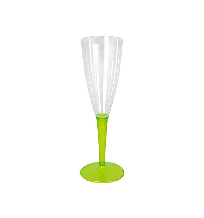 Sektflöte Plastik mit grünem Fuß 100ml (6 Stück) Sektflöte Plastik mit grünem Fuß 100ml (6 Stück)