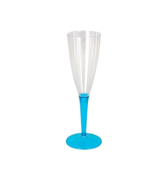 Sektflöte Plastik mit türkisem Fuß 100ml (72 Stück) Sektflöte Plastik mit türkisem Fuß 100ml (72 Stück)