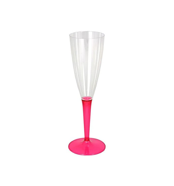 Sektflöte Plastik mit himbeerfarbenem Fuß 100ml (72 Stück) Sektflöte Plastik mit himbeerfarbenem Fuß 100ml (72 Stück)