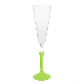 Sektflöte Plastik mit Grasgrün Fuß 160ml (20 Stück)