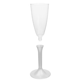 Sektflöte Plastik mit Weiß Fuß 120ml (20 Stück)