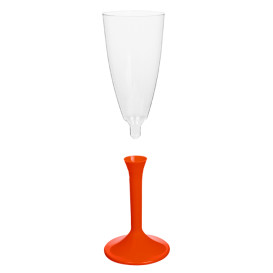 Sektflöte Plastik mit Rot Fuß 120ml (20 Stück)