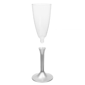Sektflöte Plastik mit Grau Fuß 120ml (200 Stück)