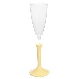 Sektflöte Plastik mit Creme Fuß 120ml (20 Stück)