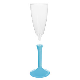 Sektflöte Plastik mit Türkis Fuß 120ml (200 Stück)