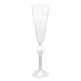 Sektflöte Plastik mit Weiß Fuß 160ml (200 Stück)