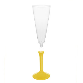 Sektflöte Plastik mit Gelb Fuß 160ml (20 Stück)