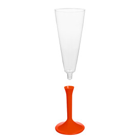Sektflöte Plastik mit Rot Fuß 160ml (20 Stück)