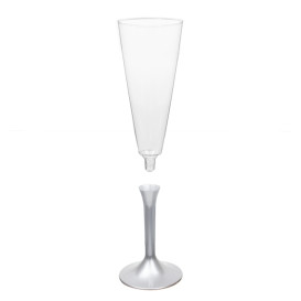 Sektflöte Plastik mit Grau Fuß 160ml (200 Stück)