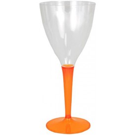 Weinglas mit orangenem Fuß einteilig 130ml zweiteilig (60 Stück)
