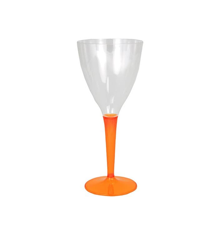 Weinglas mit orangenem Fuß einteilig 130ml zweiteilig (60 Stück) Weinglas mit orangenem Fuß einteilig 130ml zweiteilig (60 Stück)