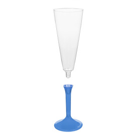 Sektflöte Plastik mit Blau Transp. Fuß 160ml (20 Stück)