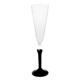 Sektflöte Plastik mit Schwarz Fuß 160ml (20 Stück)