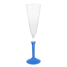 Sektflöte Plastik mit Blau Mittelmeer Fuß 160ml (20 Stück)