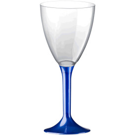 Glass aus Plastik für Wein Blau Fuß 180ml (20 Stück)