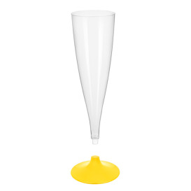 Sektflöte Plastik mit Gelb Fuß 140ml (200 Stück)