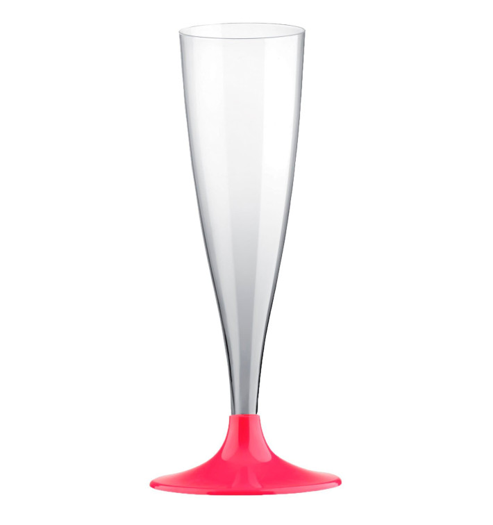 Sektflöte Plastik mit Fuchsie Fuß 140ml (200 Stück) Sektflöte Plastik mit Fuchsie Fuß 140ml (200 Stück)
