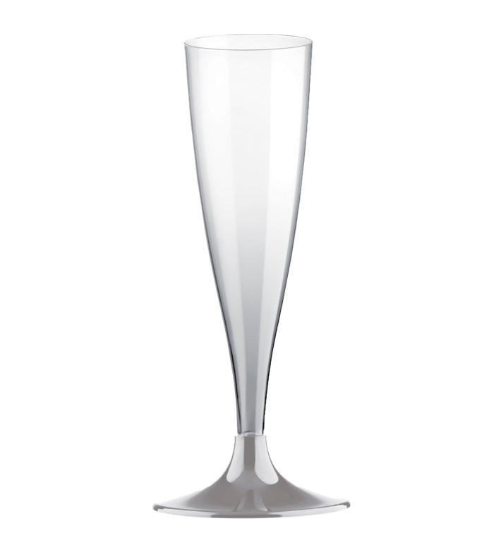 Sektflöte Plastik mit Grau Fuß 140ml (200 Stück) Sektflöte Plastik mit Grau Fuß 140ml (200 Stück)