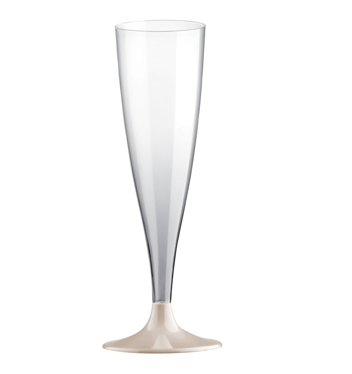 Sektflöte Plastik mit Creme Fuß 140ml (200 Stück) Sektflöte Plastik mit Creme Fuß 140ml (200 Stück)