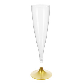 Sektflöte Plastik mit Gold Fuß 140ml (20 Stück)