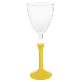 Glass aus Plastik für Wein Gelb Fuß 180ml (20 Stück)