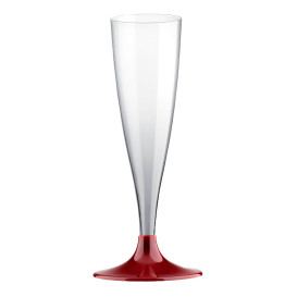 Sektflöte Plastik mit Bordeaux Fuß 140ml (200 Stück)