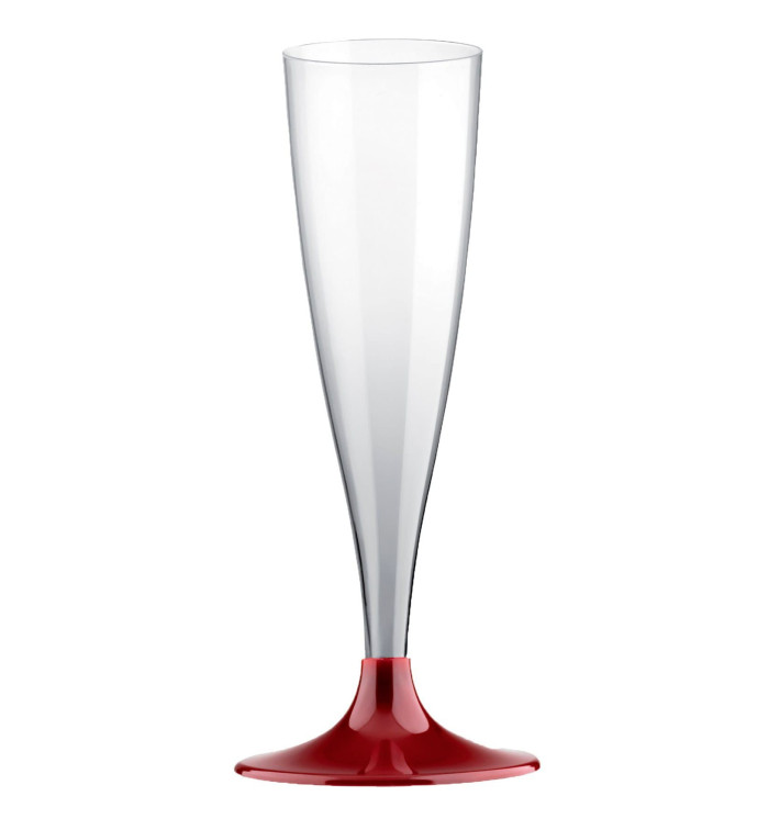 Sektflöte Plastik mit Bordeaux Fuß 140ml (200 Stück) Sektflöte Plastik mit Bordeaux Fuß 140ml (200 Stück)