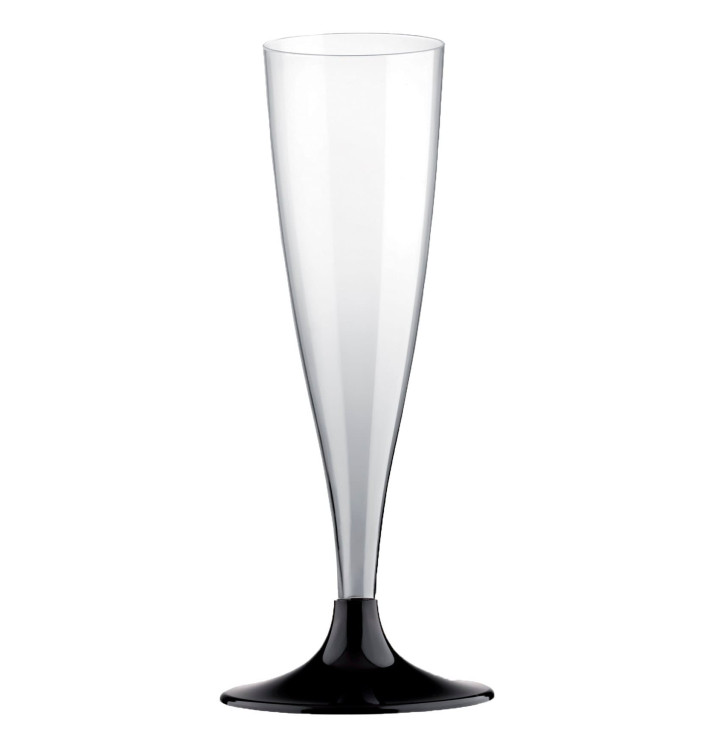 Sektflöte Plastik mit Schwarz Fuß 140ml(20 Stück) Sektflöte Plastik mit Schwarz Fuß 140ml(20 Stück)