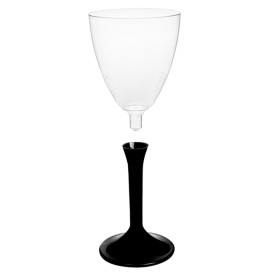 Glass aus Plastik für Wein Schwarz Fuß 180ml (20 Stück)