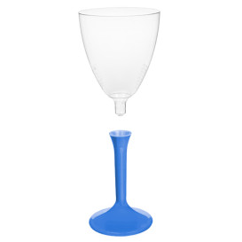 Glass aus Plastik für Wein Blau Mittelmeer Fuß 180ml (200 Stück)