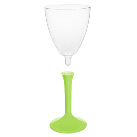 Glass aus Plastik für Wein Grasgrün Fuß 180ml (20 Stück)