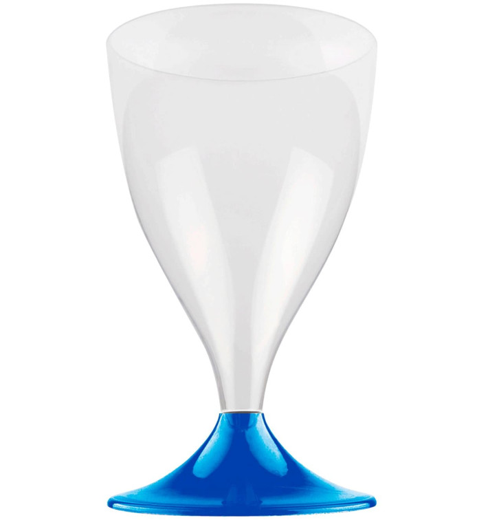 Glass aus Plastik für Wein Blau Mittelmeer Fuß 200ml (200 Stück) Glass aus Plastik für Wein Blau Mittelmeer Fuß 200ml (200 Stück)