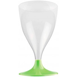 Glass aus Plastik für Wein Grasgrün Fuß 200ml (20 Stück)