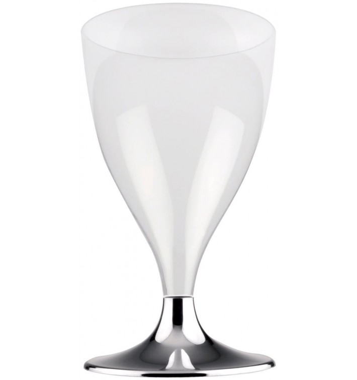 Glass aus Plastik für Wein Grau Chrom Fuß 200ml (200 Stück)