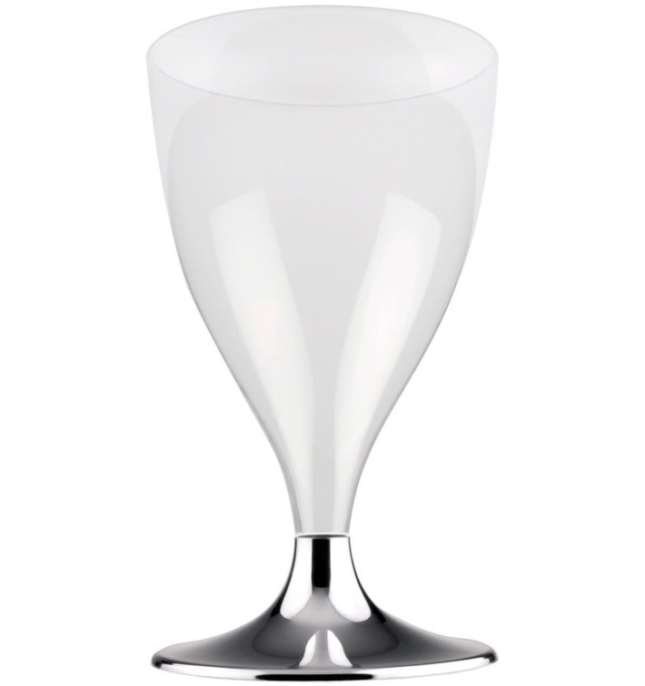 Glass aus Plastik für Wein Grau Chrom Fuß 200ml (200 Stück) Glass aus Plastik für Wein Grau Chrom Fuß 200ml (200 Stück)
