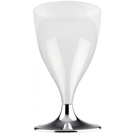 Mehrweg Weinglas aus PS Crystal Fuß Silber Chrom 200ml 2T (20 Stück)
