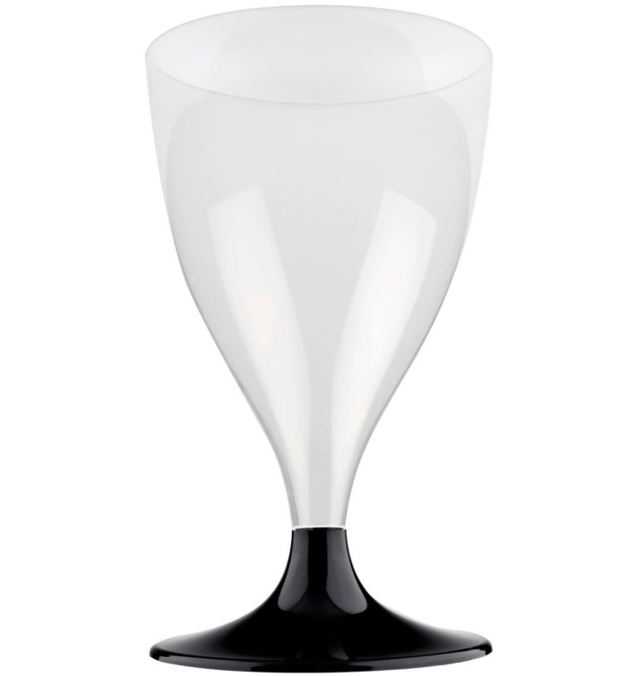 Glass aus Plastik für Wein Schwarz Fuß 200ml (20 Stück) Glass aus Plastik für Wein Schwarz Fuß 200ml (20 Stück)
