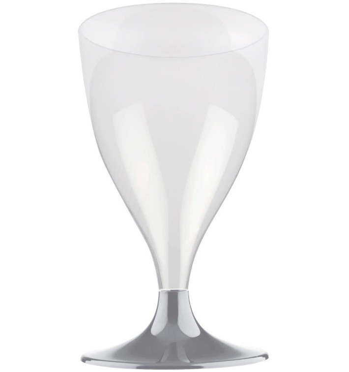Glass aus Plastik für Wein Grau Fuß 200ml (200 Stück) Glass aus Plastik für Wein Grau Fuß 200ml (200 Stück)