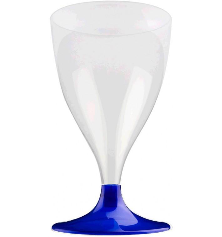 Glass aus Plastik für Wein Blau Fuß 200ml (200 Stück)