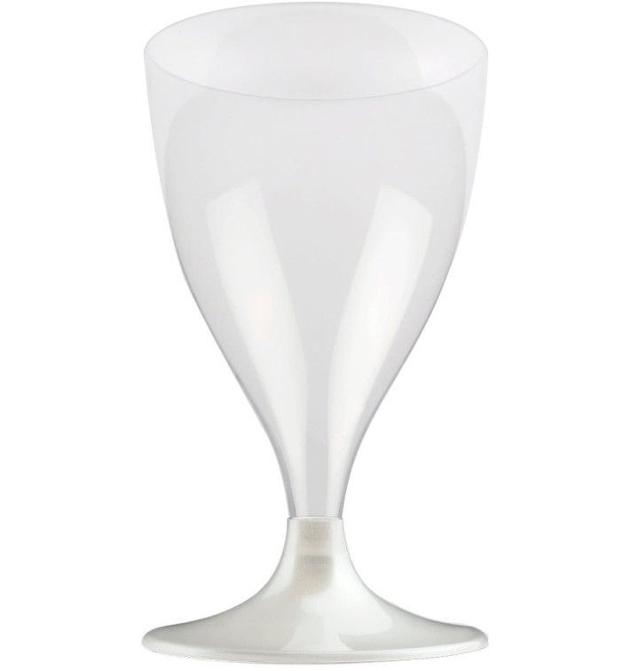 Glass aus Plastik für Wein Weiß Fuß 200ml (200 Stück) Glass aus Plastik für Wein Weiß Fuß 200ml (200 Stück)