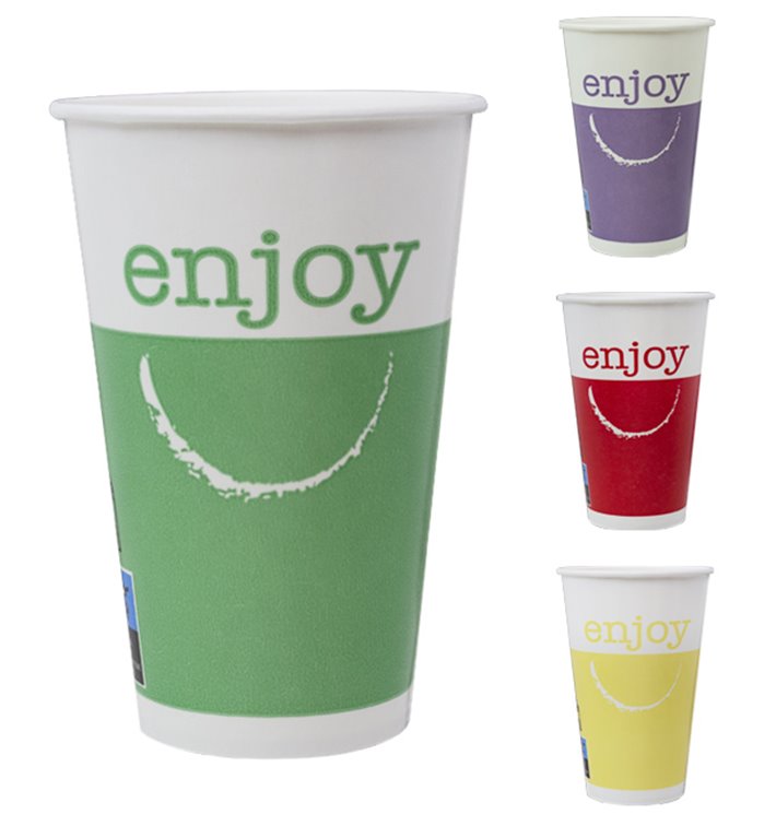 Kaltgetränkebecher mit Dekor "Enjoy" 16Oz/500ml Ø9,0cm (1.000 Stück) Kaltgetränkebecher mit Dekor "Enjoy" 16Oz/500ml Ø9,0cm (1.000 Stück)