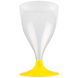 Glass aus Plastik für Wein Gelb Fuß 300ml (20 Stück)