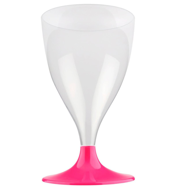 Glass aus Plastik für Wein Fuchsie Fuß 200ml (200 Stück) Glass aus Plastik für Wein Fuchsie Fuß 200ml (200 Stück)