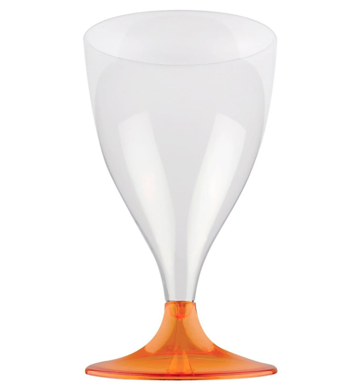 Glass aus Plastik für Wein Orange Transp. Fuß 300ml (200 Stück) Glass aus Plastik für Wein Orange Transp. Fuß 300ml (200 Stück)
