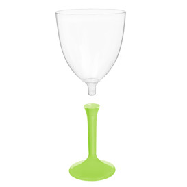 Glass aus Plastik für Wein Grasgrün Fuß 300ml (20 Stück)
