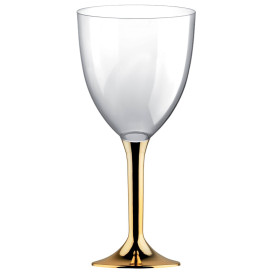 Glass aus Plastik für Wein Gold Chrom Fuß 300ml (20 Stück)