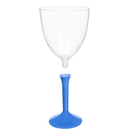 Glass aus Plastik für Wein Blau Mittelmeer Fuß 300ml (20 Stück)