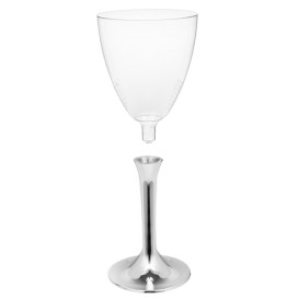 Glass aus Plastik für Wein Silber Chrom Fuß 180ml (200 Stück)