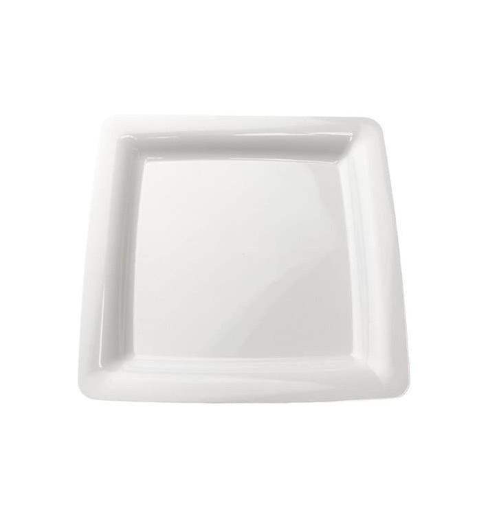 Viereckiger Plastikteller extra Stark weiß 18x18cm (200 Stück) Viereckiger Plastikteller extra Stark weiß 18x18cm (200 Stück)