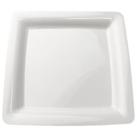 Viereckiger Plastikteller extra Stark weiß 18x18cm (20 Stück)